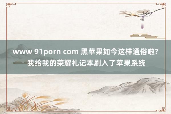 www 91porn com 黑苹果如今这样通俗啦? 我给我的荣耀札记本刷入了苹果系统